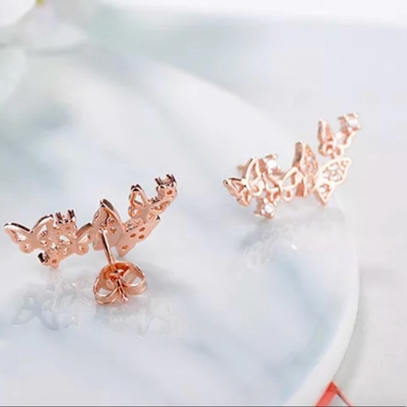 1 left. 5⭐️ butterfly earrings 925 In Rose Gold - Picture 3 of 4
